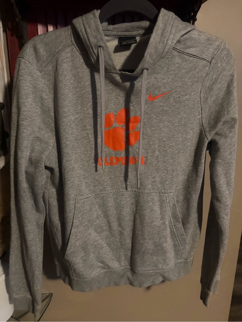 Nike Grey Crewneck Hoodie with Orange Clemson  Logo - Men